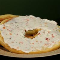 Fresh Bagel With Vegetable Cream Cheese · Customer's choice of Bagel, served toasted with a side of Vegetable cream cheese.