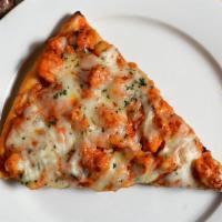 Buffalo Chicken Deep Dish Specialty Pizza · Topped with louisiana-style chicken pieces and mozzarella cheese. Available in regular crust.