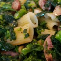 Rigatoni With Broccoli Rabe And Sausage · Tube shaped pasta.