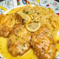 Chicken Francaise · Lightly battered in egg and sautéed in a lemon, butter and white wine sauce.