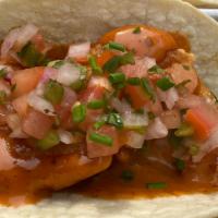 Shrimp Soft Tacos · Tempura shrimp, shredded romaine, edamame soybeans, bang bang sauce, pico de gallo
