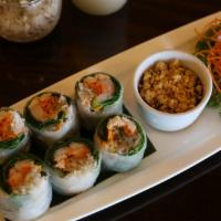 Summer Roll · Roasted chicken, shrimp, basil leaves, beansprouts, and carrots served with hoisin sauce and...