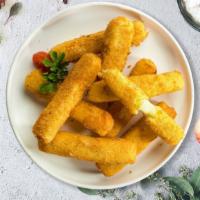 Cheesy Sticks · (5 pieces) Mozzarella cheese sticks battered and fried until golden brown.