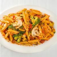 Pasta Verdure · Penne with fresh vegetables sauteed with garlic and oil in a light marinara sauce.