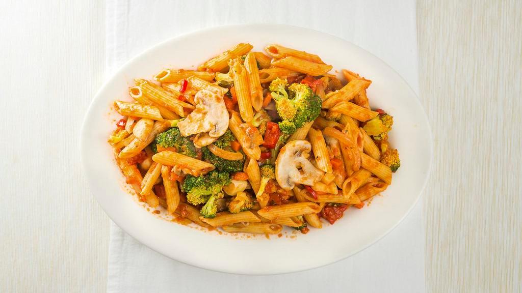 Pasta Verdure · Penne with fresh vegetables sauteed with garlic and oil in a light marinara sauce.