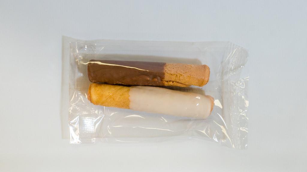 Wafer Roll · Two Chocolate dipped Wafer Rolls. One dipped in White chocolate and One dipped in Milk Chocolate.