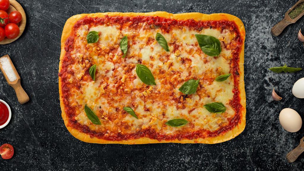 Say Cheese! Sicilian Pizza · This 14' rectangle Sicilian pizza uses different irresistable cheeses, a homemade tomato sauce, and a blend of special seasoning.