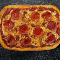 Proper Pepperoni Pizza · Our pepperoni is topped on our homemade 14' rectangle Sicilian pizza with cheese and special...