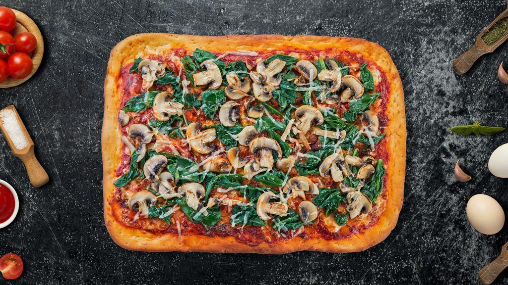 Shroomy Spinach Pizza · Mushroom lovers rejoice. Enjoy mushrooms on top of 14