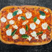 Queen'S Sicilian Pizza · Dive into our classic 14' rectangle Sicilian pizza margherita pie. This Take a bite of our m...