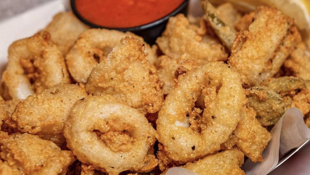Fried Calamari · Served with fried pickled Jalapeños.