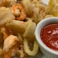 Fried Calamari & Shrimp · Fried Rhode island calamari and shrimp side spicy marinara sauce.