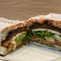 Bistec Torta  · Beef, Lettuce, Tomato, Mayonnaise, Avocado, Black Beans, Fried Cheese, And Jalapeno