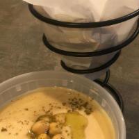 Traditional Hummus With Pita Chips (Oil, Garbanzos,Zatar) (1) · EXTRA VIRGIN OLIVE OIL,ZATAR,GARBANZOS,PITA CHIPS