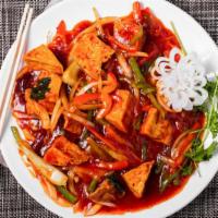 Tofu With Red Pepper Sauce 홍소두부 · 