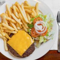 Cheeseburger Combo · Served with French fries and can soda.