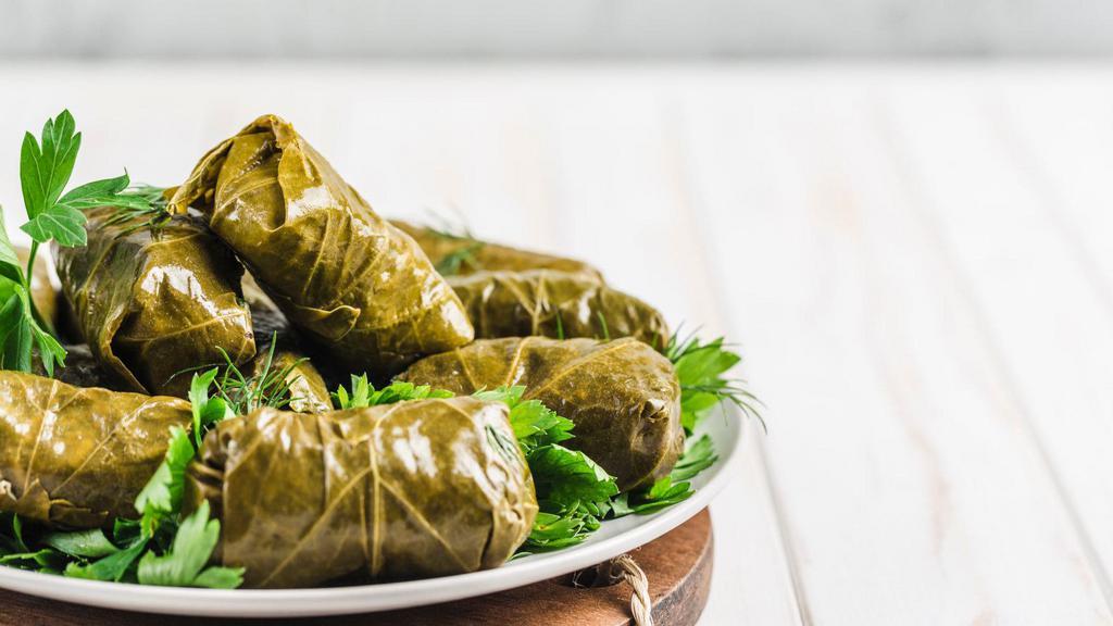 Grape Leaves · Grape leaves stuffed with rice.