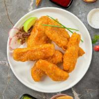 Bold Buffalo Tenders · Chicken tenders breaded and fried until golden brown before being tossed in buffalo sauce.