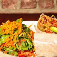 Vegan Burrito · Rice and beans, avocado, vegan cheese and chipotle salsa. Add vegan meat*, for an additional...