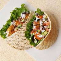 Chicken Kabob Pita Sandwich · Wrapped in a pita with cucumber, tomato, and your choice of sauce.