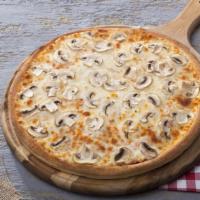 Mushroom Pie Pizza · Delicious mushrooms topped on a bed of mozzarella cheese.