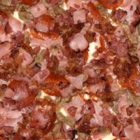 Meat Lovers Pizza · Mozzarella, Pepperoni, Sausage, Meatballs, Bacon
