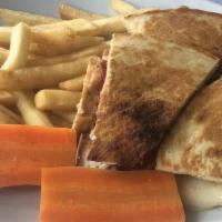 Grilled Chicken Panini · Sliced chicken breast, mozzarella cheese, basil, and roasted red peppers, sprinkled with bal...