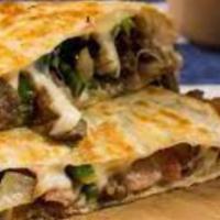 Alambre Tepito Quesadilla · Served in a flour or whole wheat tortilla with melted mozzarella cheese and pico de gallo. I...