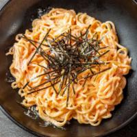 Mentai Pasta · Spicy cod roe w/ japanese mayo top it with seaweed