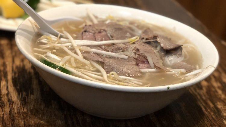 Brisket, Tendon, & Tripe · With beef broth noodle soup. Beef broth, rice noodles, topped with scallion, onion, cilantro. Served with bean sprout, basil leaves, jalapeño, and lemon or lime on the side.