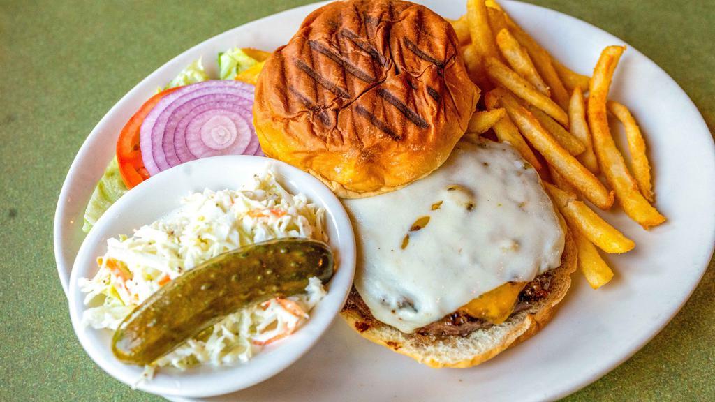 Pizza Burger · With mozzarella cheese and marinara sauce.