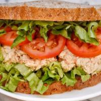 Tuna Salad Sandwich · albacore tuna, romaine, tomatoes, watercress, on whole wheat sourdough bread