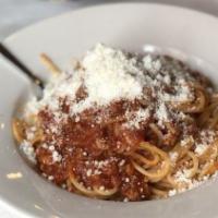 Spaghetti Carbonara · Smoked pancetta & parmesan cream sauce. (prepared with cheese).