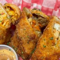 Three Amigos! · Dr. Pepper Pulled Pork Egg Roll, Buffalo Chicken Egg Roll, Spicy Mac and Cheez Egg Roll, Ami...