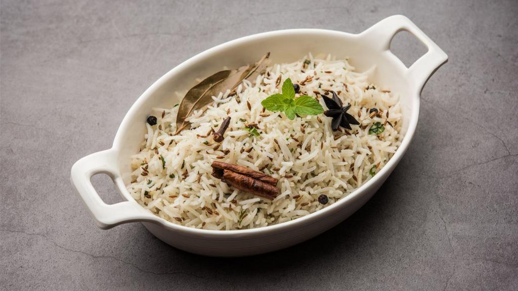 Plain Jeera Rice · Plain basmati rice.