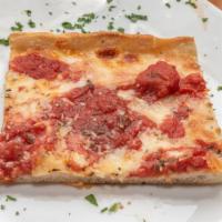 Grandma · A thin Sicilian pie with light mozzarella cheese, fresh san marzano tomatoes, garlic, basil ...
