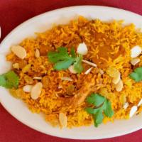 Biryani · A rice delicacy. Basmati rice, whole masalas, yogurt, saffron.