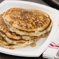 Pancakes: 3 Large Pancakes · 3 VERY LARGE, freshly made fluffy pancakes