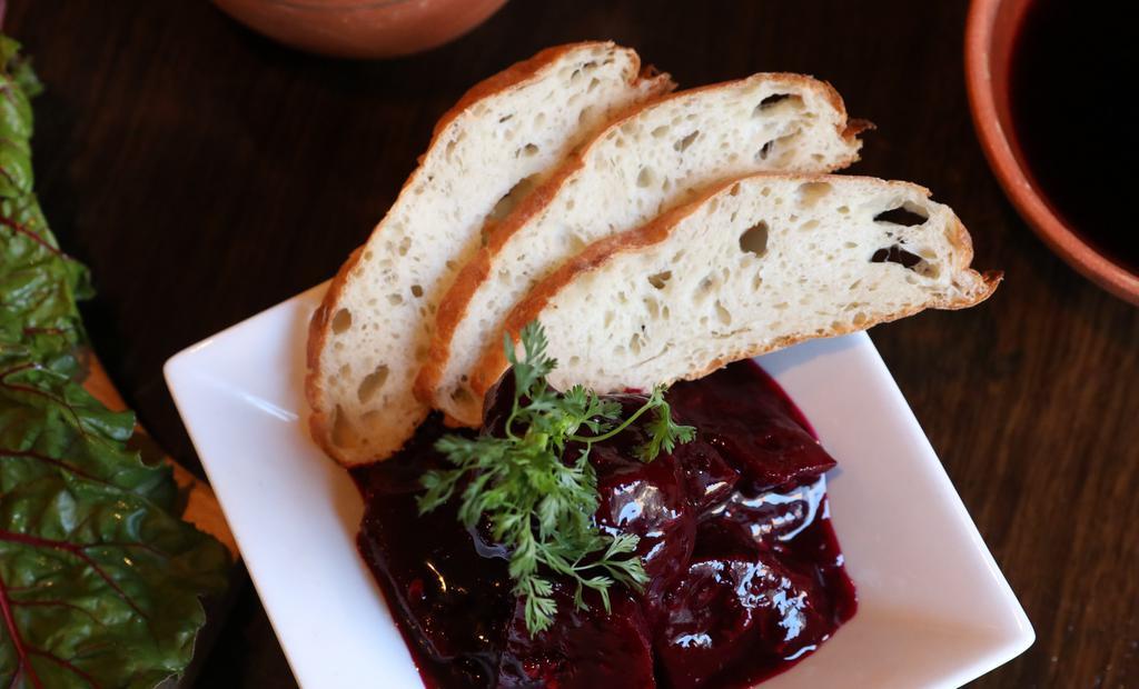 Charkhali Tkemalshi - Beets In Plum Sauce · Vegan, gluten free. Baked beets with plum sauce and herbs, served with Georgian bread. (Keto-friendly).