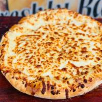 Megruli Khachapuri · Oven baked dough with double cheese inside and cheese added on top. Vegetarian.