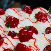 Strawberry  Cake · Strawberries and cream cake, made with 
a classic and fruity combination of fresh strawberri...
