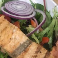 Grilled Salmon Salad · Grilled salmon with baby greens.