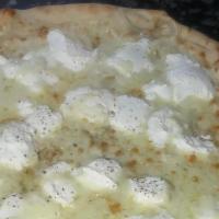 Bianca Neve Pie · Mozzarella cheese spotted with whole milk ricotta, grated Romano cheese and parsley.