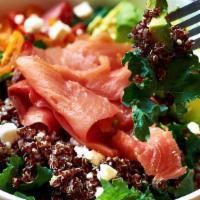 Quinoa Bowl · A Freshly De-stemmed Kale Salad with rich Red Quinoa. Our Quinoa Bowl comes with Fresh Avoca...
