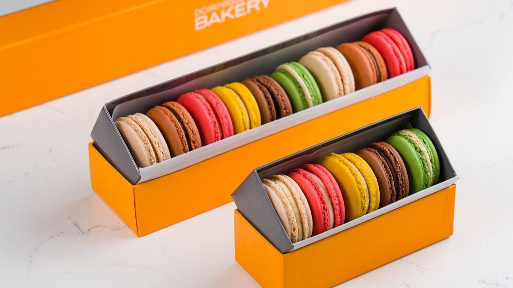 5Pc Macarons Gift Set · Box of assorted macarons. Flavors may include chocolate, salted caramel, brûléed vanilla, pistachio, rose raspberry, and passion fruit vanilla.