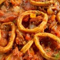 Calamari Marinara · Served with ziti, spaghetti, linguini or lettuce and tomatoes.