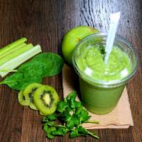 Green Mania · Kiwi, cilantro, celery, avocado, and green apple spinach.