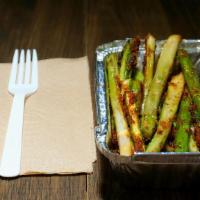 Fried Asparagus · Fried seasoned asparagus.
