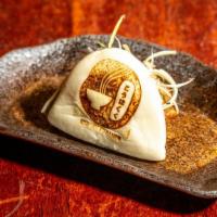 チャーシューポークバンズ / Chashu Bun · Comes with steamed bun, pork belly, lettuce, scallions, sesame seed. Served with Japanese sp...