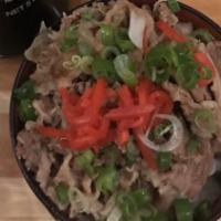 Gyu Don Bowl · Served with beef over rice.